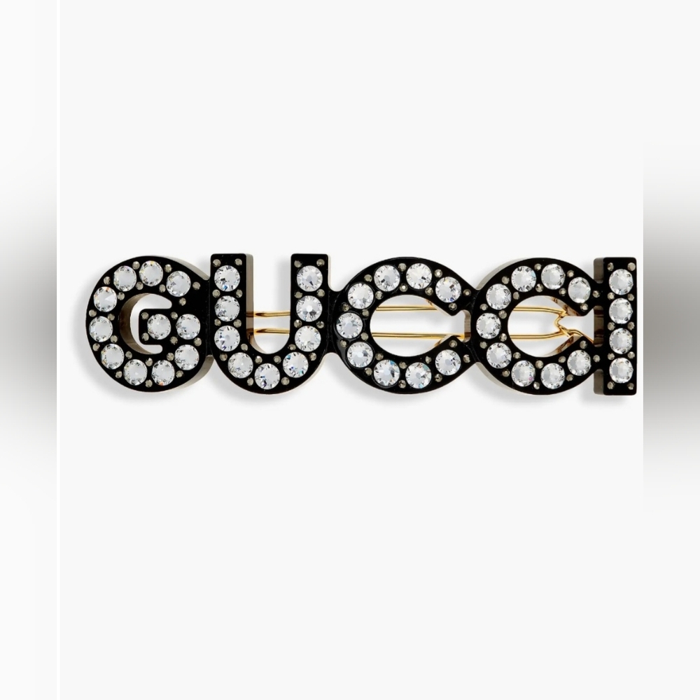 New Unused Gucci Crystal & Stud Barrette/Hair Clip